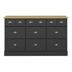 Steens Nola Black And Pine 6 + 3 Drawer Chest Baths