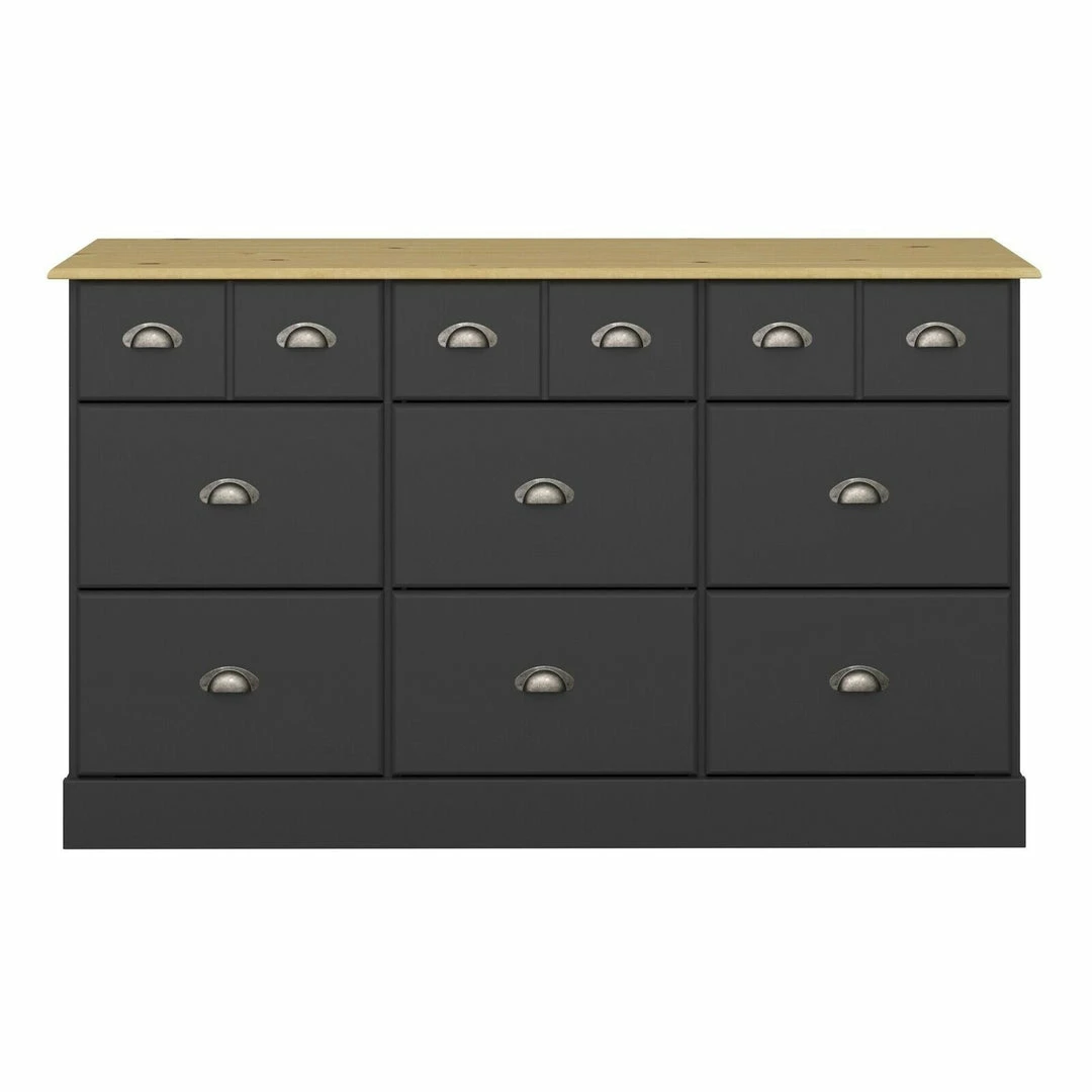Steens Nola Black And Pine 6 + 3 Drawer Chest Baths