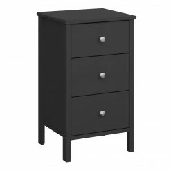 Baths Steens Tromso Black 3 Draw Bed Side Table