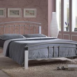 Time Living Tetras Silver And White Metal Bed Frame Beds