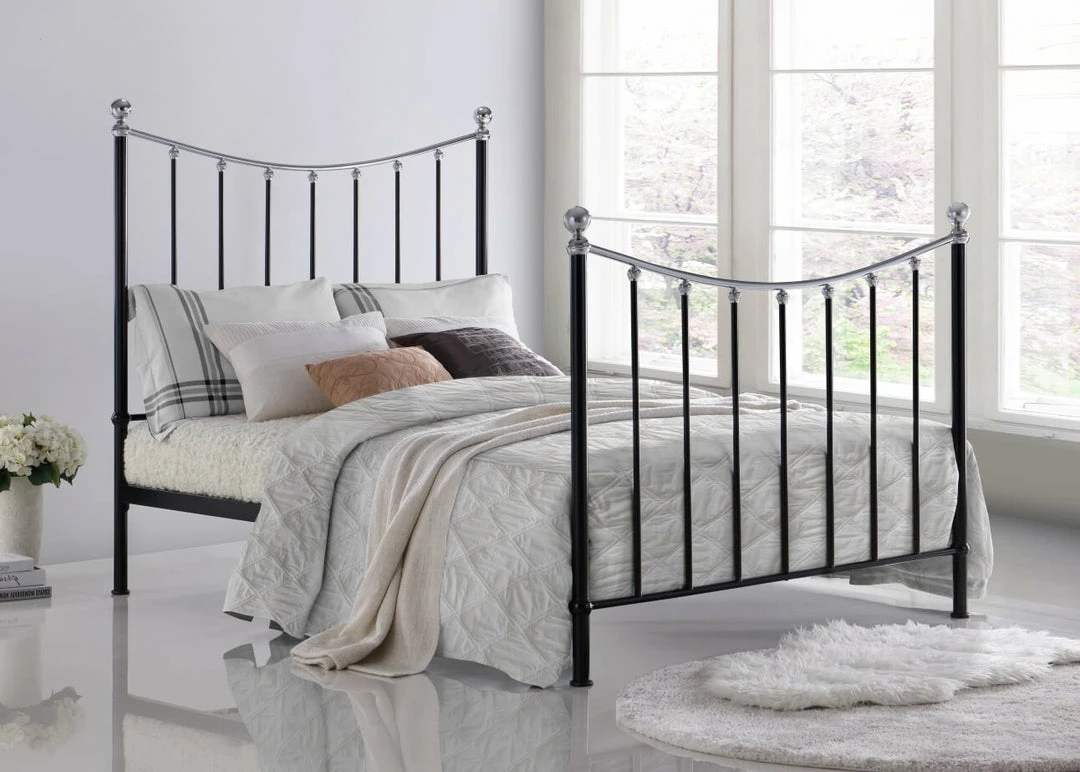 Beds Time Living Vienna Black And Silver Metal Bed Frame
