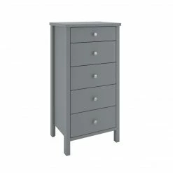 Steens Tromso 5 Draw Grey Narrow Chest Of Draws Baths