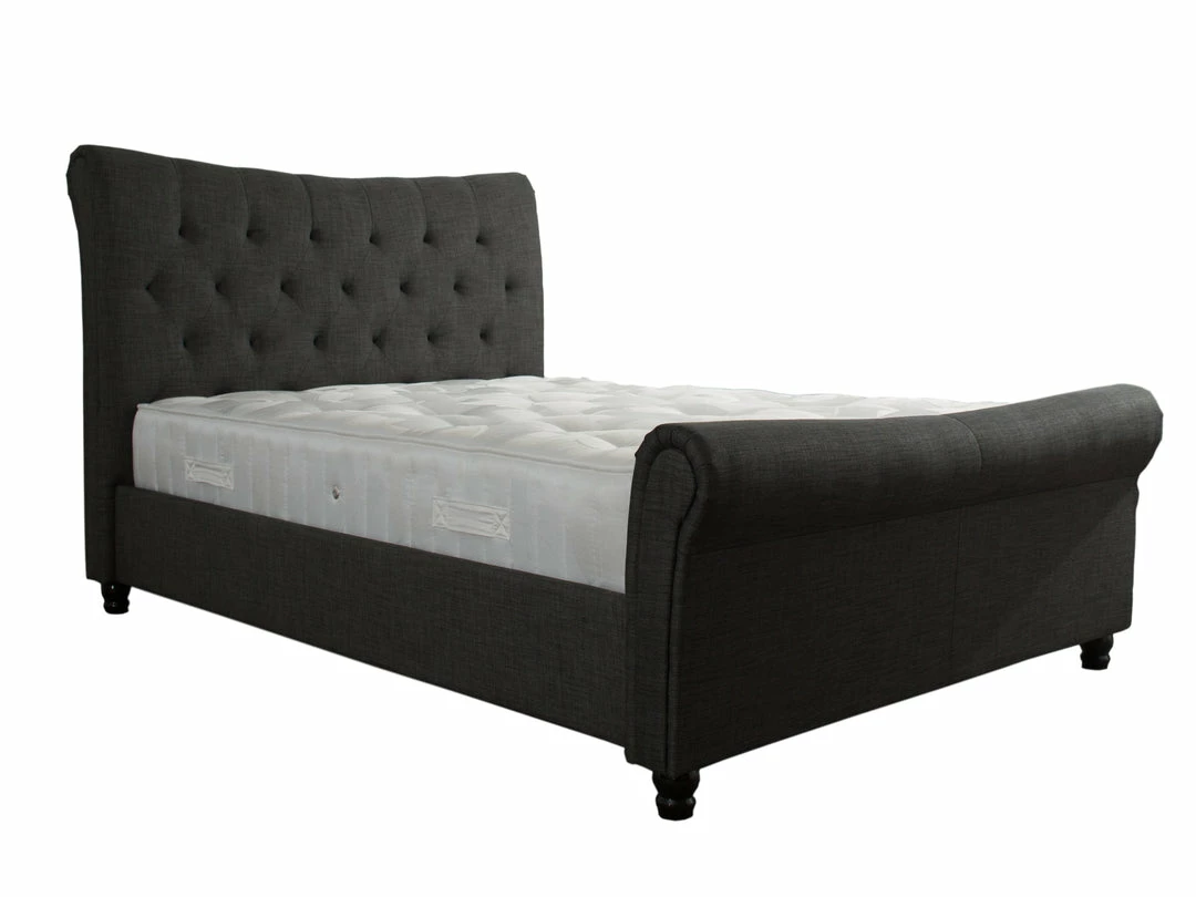 Artisan Bed Company Grey Scroll Top Fabric Bed