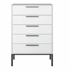 Steens Slim Line White 5 Drawer Narrow Baths