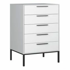 Steens Slim Line White 5 Drawer Narrow Baths