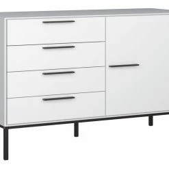Steens Slim Line White 4 Drawer 1 Door Cupboard