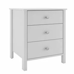 Steens Tromso White 3 Draw Bed Side Table