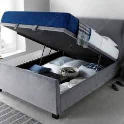 Kaydian Allendale Velvet Plume Fabric Storage Ottoman Bed Frame Beds