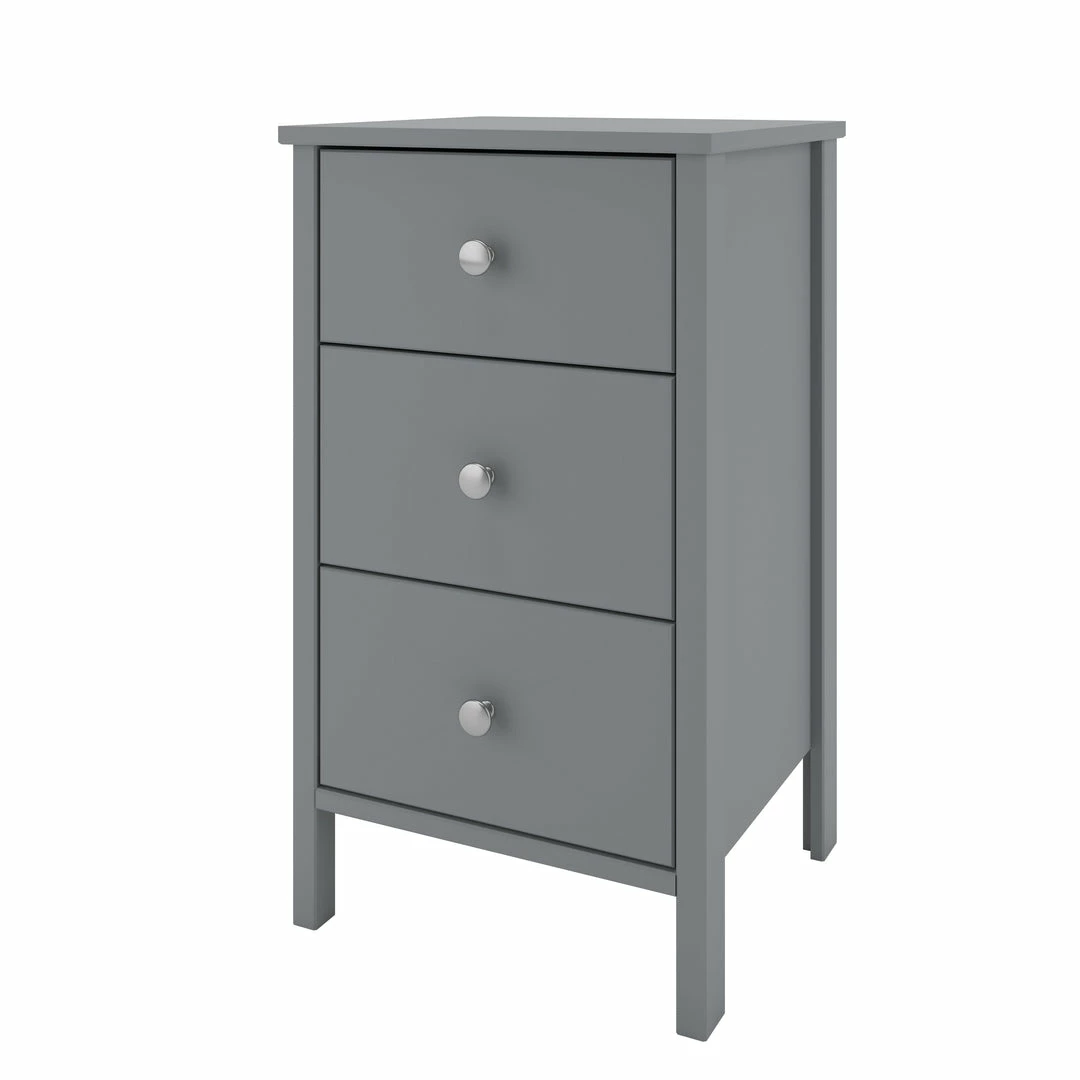 Baths Steens Tromso Grey 3 Draw Bed Side Table