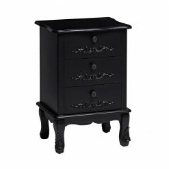LPD Furniture Antoinette 3 Drawer Black Chest Baths
