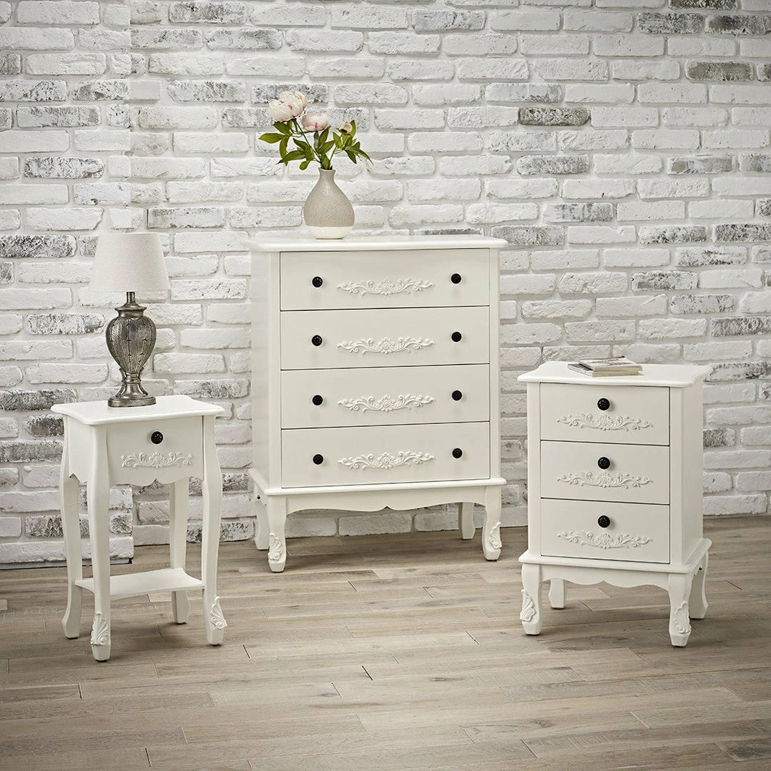 Baths LPD Furniture Antoinette 1 Drawer White Nighstand