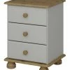 Steens Richmond 3 Draw Grey And Pine Bed Side Table Baths