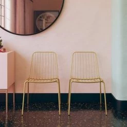 Baths Dorel Home Caden Wire Dining Chair Gold (set Of 2)