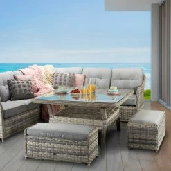 Signature Weave Constance Corner Dining Sofa Set Baths