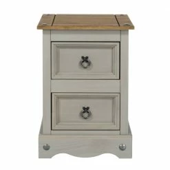 Core Products Grey Corona 2 Drawer Petite Bedside Cabinet