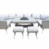 Signature Weave Danielle U Shape Sofa Dining Set With Fire And Drinks Pit Baths