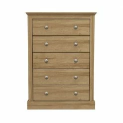 LPD Furniture Devon Oak 5 Draw Chest