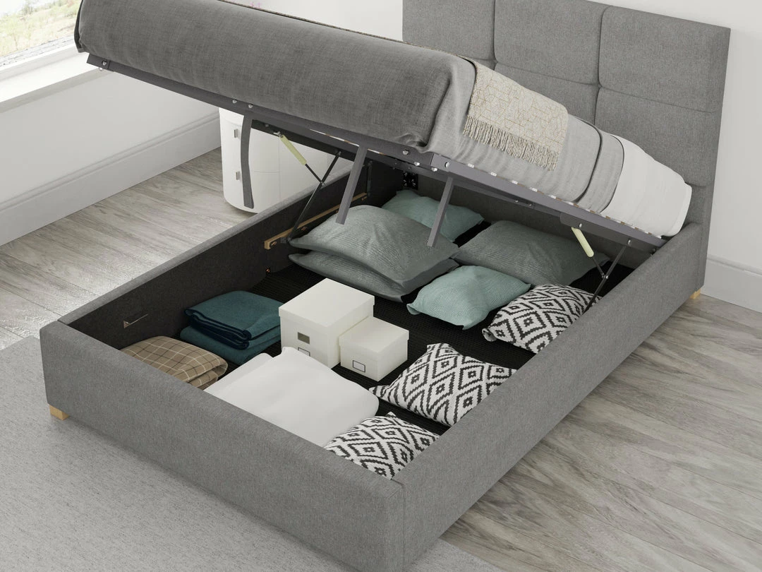 Better Bed Company Beds Better Dunkirk Grey Linen Ottoman Bed