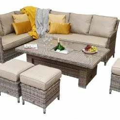 Signature Weave Edwina Corner Dining In 3 Wicker With Lift Table And Ice Bucket Baths