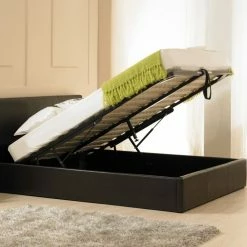 Emporia Beds Madrid Faux Leather Ottoman Bed Brown