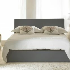 Emporia Beds Madrid Faux Leather Ottoman Bed Grey Ottoman Beds