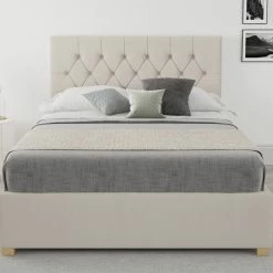 Better Bed Company Better Finchen Off White Linen Ottoman Bed Beds