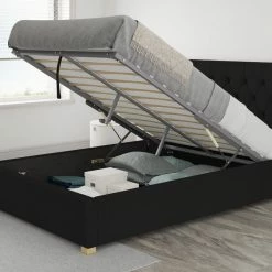 Better Bed Company Beds Better Finchen Black Fabric Ottoman Bed