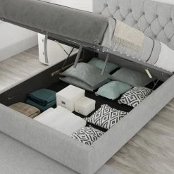 Better Bed Company Better Finchen Storm Grey Ottoman Bed Beds