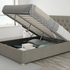 Better Bed Company Better Finchen Warm Grey Ottoman Bed