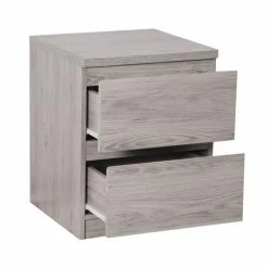 Julian Bowen Jupiter 2 Draw Bed Side Table Grey Oak Baths