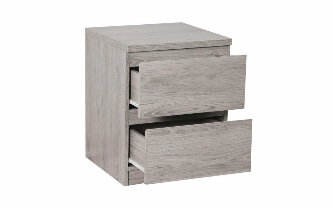 Julian Bowen Jupiter 2 Draw Bed Side Table Grey Oak Baths