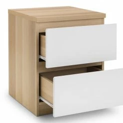 Julian Bowen Jupiter 2 Draw Bed Side Table White And Oak