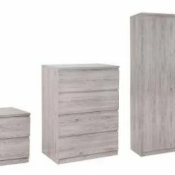 Julian Bowen Jupiter 2 Draw Bed Side Table Grey Oak Baths