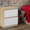 Julian Bowen Jupiter 2 Draw Bed Side Table White And Oak