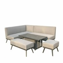 Signature Weave Kimmie Fabric Sofa Dining With Gas Lift Table