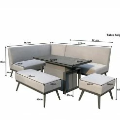 Signature Weave Kimmie Fabric Sofa Dining With Gas Lift Table