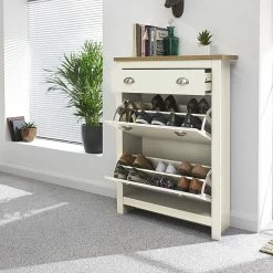 GFW Furniture GFW Lancaster 2 Door 1 Drawer Shoe Cabinet