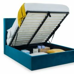 Julian Bowen Langham Scalloped Headboard Storage Bed Teal