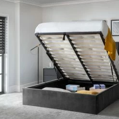 Beds Julian Bowen Langham Scalloped Headboard Storage Bed Grey