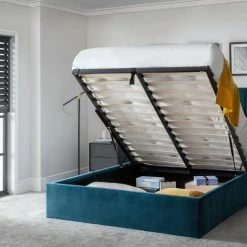 Julian Bowen Langham Scalloped Headboard Storage Bed Teal