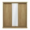 LPD Furniture Devon Oak 3 Door Sliding Mirror Wardrobe