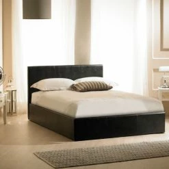 Emporia Beds Madrid Black Faux Leather Ottoman Bed