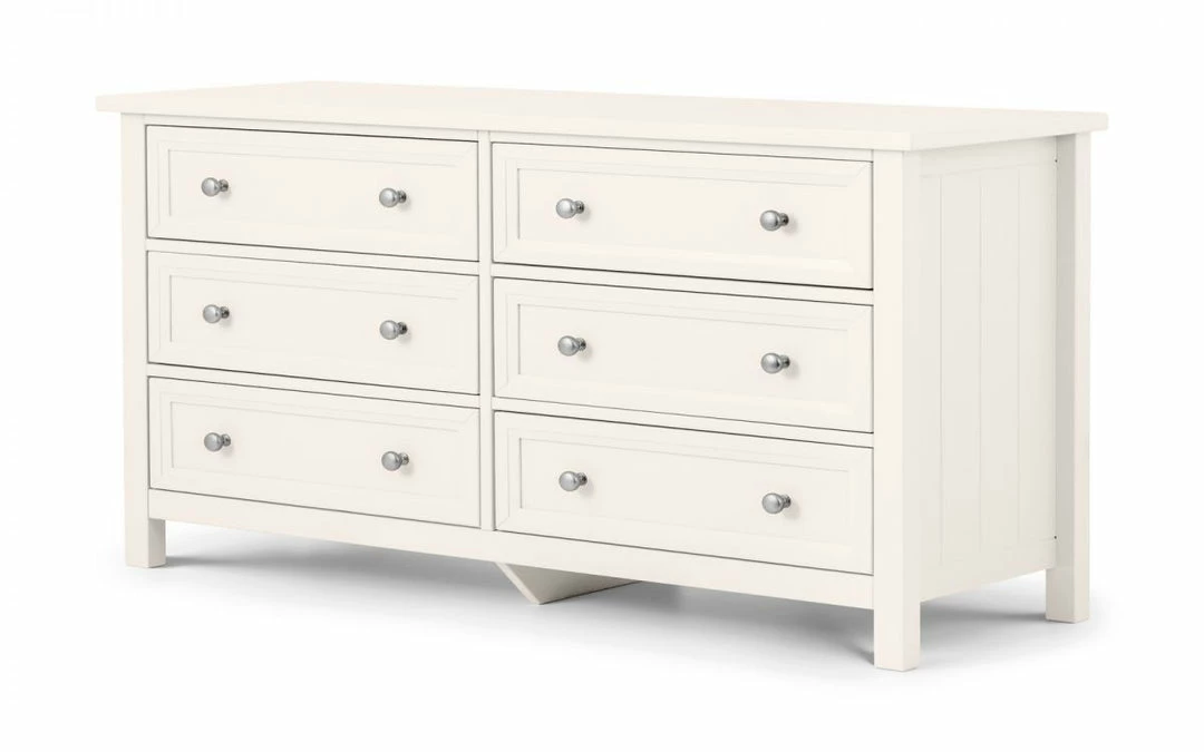 Julian Bowen Maine 6 Drawer Wide Chest Surf White Baths