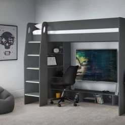 Julian Bowen Nebula Gaming Bed With Desk Anthracite