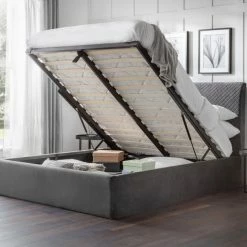 Julian Bowen Sanderson Diamond Quilted Velvet Ottoman Bed