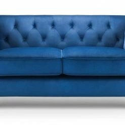 Julian Bowen Sandringham 2 Seater Sofa Blue Velvet