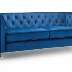 Julian Bowen Sandringham 3 Seater Sofa Blue Velvet