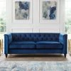 Julian Bowen Sandringham 3 Seater Sofa Blue Velvet