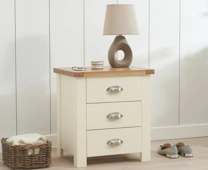 Baths Mark Harris Furniture Sandringham Oak And Cream 3 Draw Bed Side Table