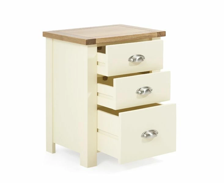 Mark Harris Furniture Sandringham Oak And Cream 3 Draw Tall Bed Side Table